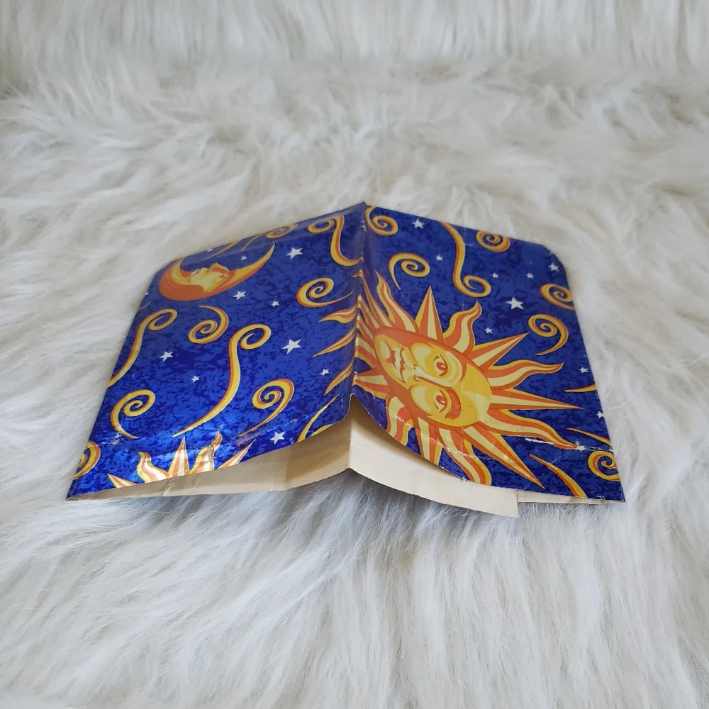 VINTAGE GOLD COBALT SUN AND MOON METALLIC GIFT WRAP PAPER RARE - EARLY 90's!!!